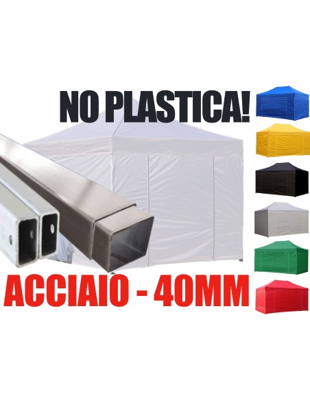 3x3 MT BIANCO Gazebo pieghevole impermeabile con pareti Acciaio 4cm - 1