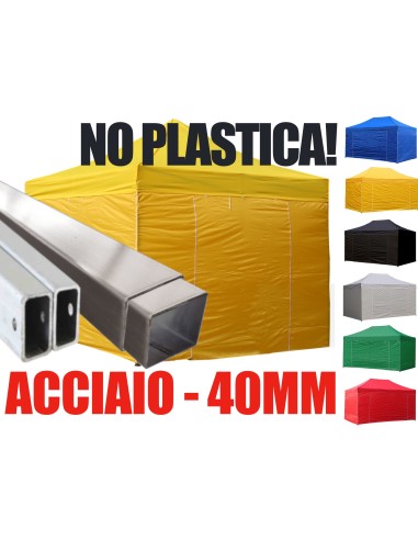 3x3 MT GIALLO Gazebo pieghevole impermeabile con pareti Acciaio 4cm - 1