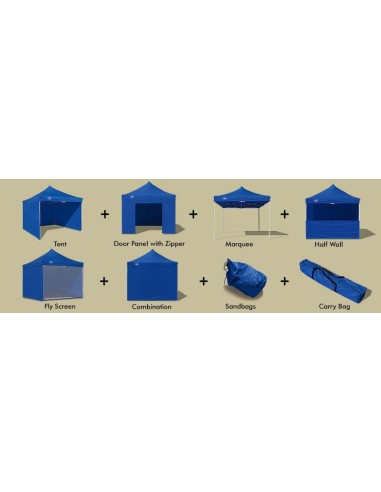 3x3 MT BLU Gazebo pieghevole impermeabile con pareti Acciaio 4cm - 11