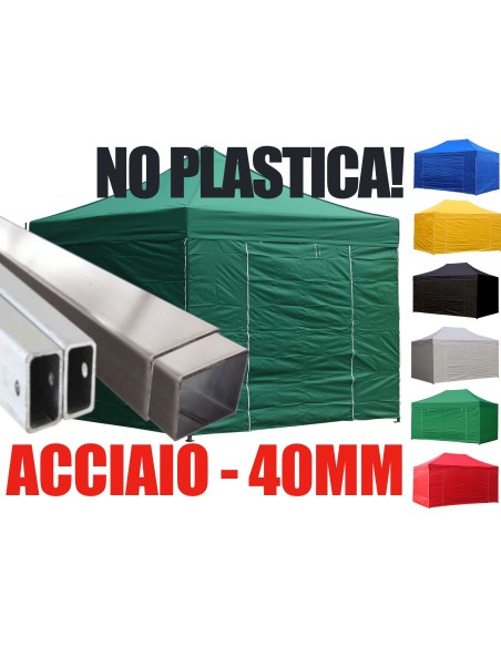 3x3 MT VERDE Gazebo pieghevole impermeabile con pareti Acciaio 4cm - 1