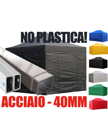 3x3 MT NERO Gazebo richiudibile impermeabile con pareti