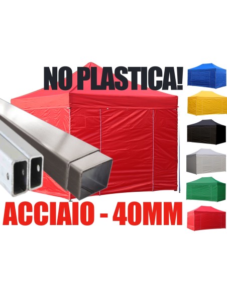 3x3 MT ROSSO Gazebo pieghevole impermeabile con pareti Acciaio 4cm - 1