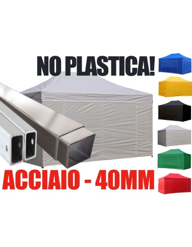 3X4.5 MT BIANCO Gazebo pieghevole impermeabile con pareti Acciaio 4cm - 1