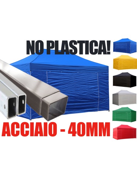 3X4.5 MT BLU Gazebo pieghevole impermeabile con pareti Acciaio 4cm - 1