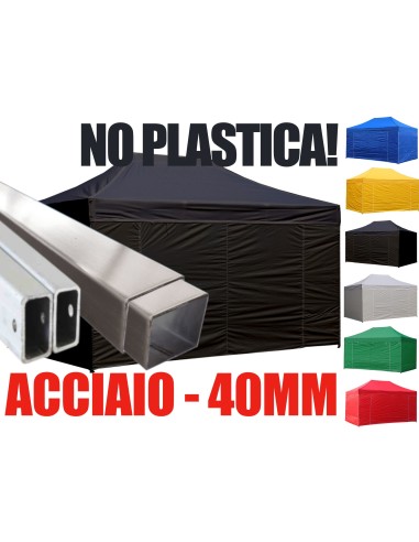 4,5x3 MT NERO Gazebo richiudibile impermeabile con pareti