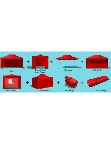 3X4.5 MT ROSSO Gazebo pieghevole impermeabile con pareti Acciaio 4cm - 7