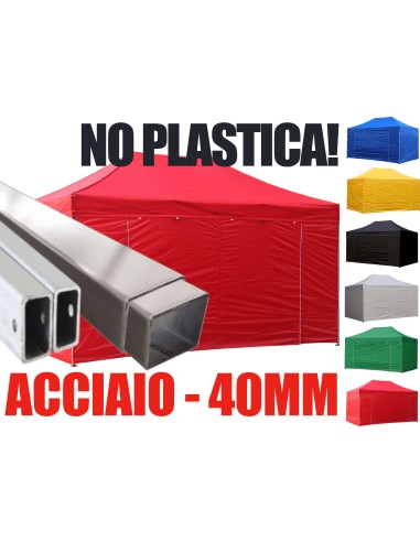 3X4.5 MT ROSSO Gazebo pieghevole impermeabile con pareti Acciaio 4cm - 1