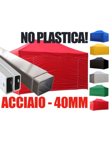 3X4.5 MT ROSSO Gazebo pieghevole impermeabile con pareti Acciaio 4cm - 1