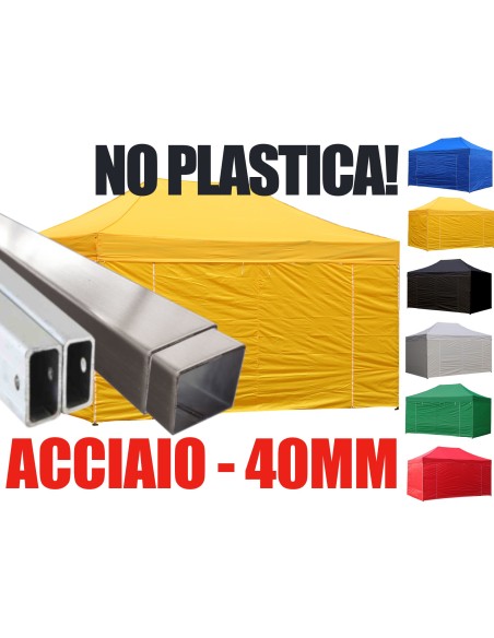 3X4.5 MT GIALLO Gazebo pieghevole impermeabile con pareti Acciaio 4cm - 1