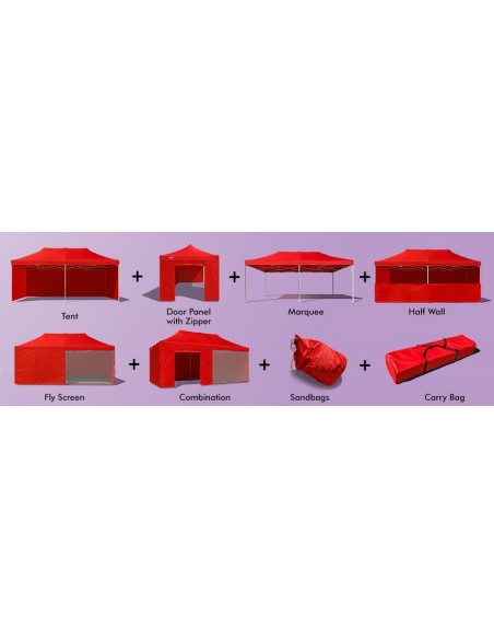 3x6 MT ROSSO Gazebo pieghevole impermeabile con pareti Acciaio 4cm - 10