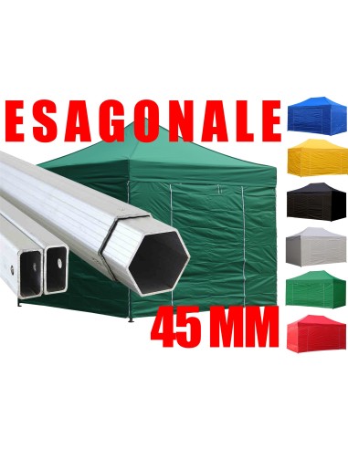 3x3 MT BLU Gazebo in ALLUMINIO richiudibile impermeabile con pareti 