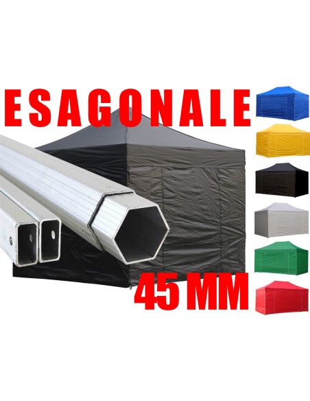 3x3 MT NERO Gazebo pieghevole in ALLUMINIO impermeabile con pareti ALU45 - 1