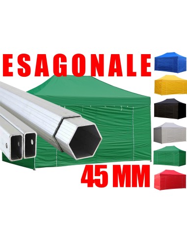 3x4,5 MT VERDE Gazebo in ALLUMINIO richiudibile impermeabile con pareti 