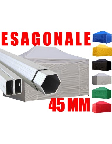 3x4,5 MT BIANCO Gazebo in ALLUMINIO richiudibile impermeabile con pareti 