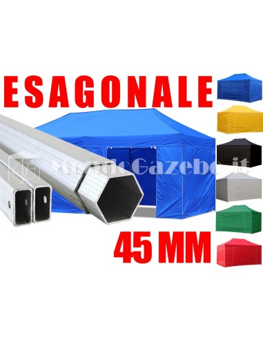 3x6 MT BLU Gazebo in ALLUMINIO richiudibile impermeabile con pareti 