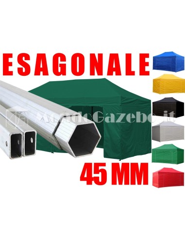 3x6 MT VERDE Gazebo in ALLUMINIO richiudibile impermeabile con pareti 