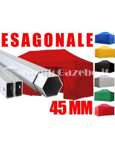 3x6 MT ROSSO Gazebo in ALLUMINIO richiudibile impermeabile con pareti 