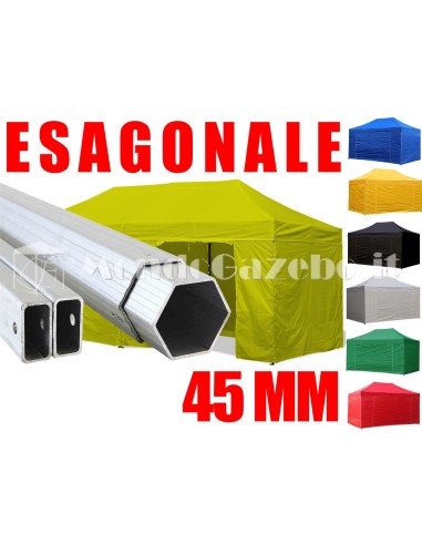 3x6 MT GIALLO Gazebo in ALLUMINIO richiudibile impermeabile con pareti 