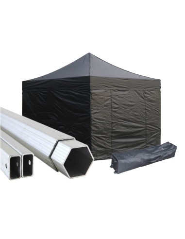 3x3 MT NERO Gazebo in ALLUMINIO richiudibile impermeabile con pareti 