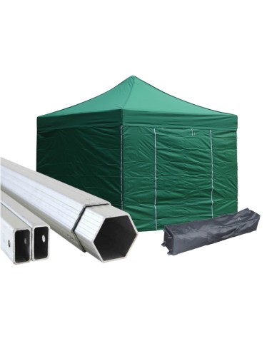 3x3 MT VERDE Gazebo in ALLUMINIO richiudibile impermeabile con pareti 