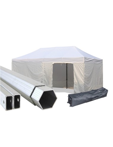 3x6 MT BIANCO Gazebo in ALLUMINIO richiudibile impermeabile con pareti 