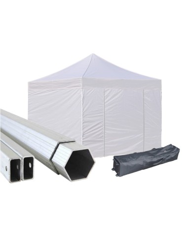 3x3 MT BIANCO Gazebo in ALLUMINIO richiudibile impermeabile con pareti 