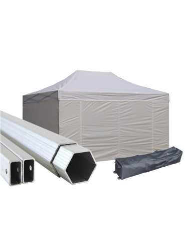 3x4,5 MT BIANCO Gazebo in ALLUMINIO richiudibile impermeabile con pareti 