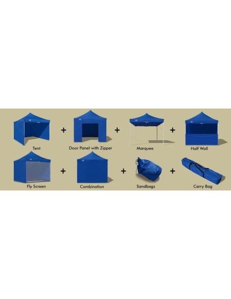3x3 MT BLU Gazebo pieghevole impermeabile con pareti Acciaio 3cm - 11