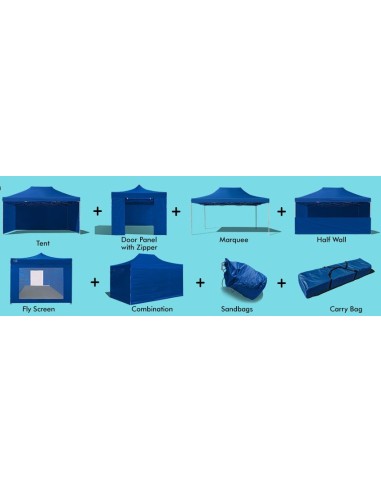 3x4.5 MT BLU Gazebo pieghevole impermeabile con pareti Acciaio 3cm - 11