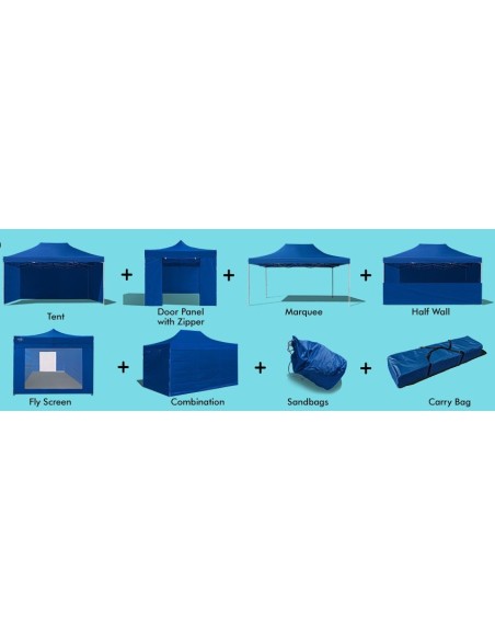 3x4.5 MT BLU Gazebo pieghevole impermeabile con pareti Acciaio 3cm - 11