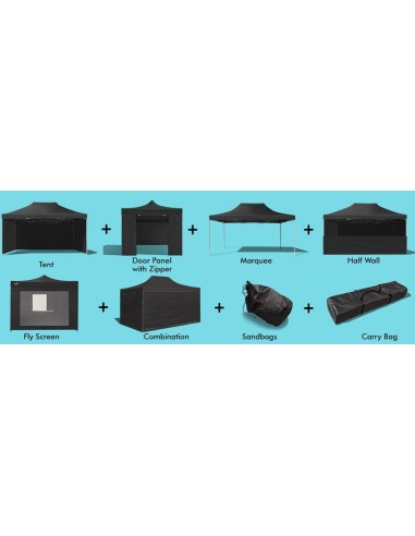 3x4.5 MT NERO Gazebo pieghevole impermeabile con pareti Acciaio 3cm - 12