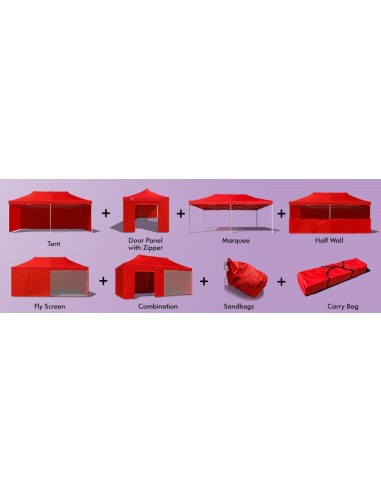 3x6 MT ROSSO Gazebo pieghevole impermeabile con pareti Acciaio 3cm - 13