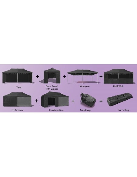 3x6 MT NERO Gazebo pieghevole impermeabile con pareti Acciaio 3cm - 12