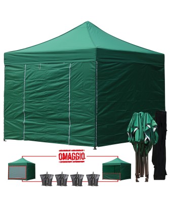 3x3 MT VERDE Gazebo pieghevole impermeabile con pareti Acciaio 3cm - 1