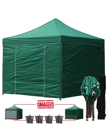 3x3 MT VERDE Gazebo pieghevole impermeabile con pareti Acciaio 3cm - 1