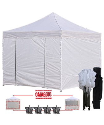 3x3 MT BIANCO Gazebo pieghevole impermeabile con pareti Acciaio 3cm - 1