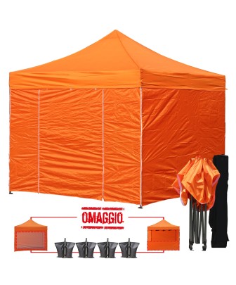 3x3 MT ARANCIO Gazebo pieghevole impermeabile con pareti - 1