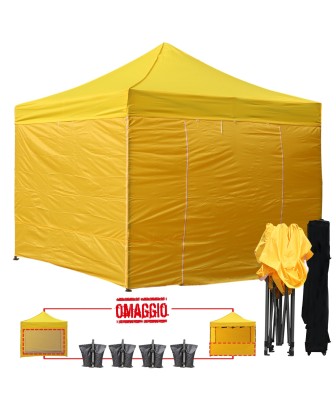 3x3 MT GIALLO Gazebo pieghevole impermeabile con pareti Acciaio 3cm - 1