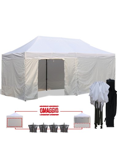 3x6 MT BIANCO Gazebo pieghevole impermeabile con pareti - 1