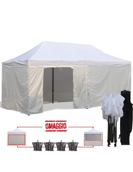 3x6 MT BIANCO Gazebo pieghevole impermeabile con pareti - 1