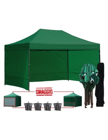 4,5x3 MT VERDE Gazebo richiudibile impermeabile con pareti