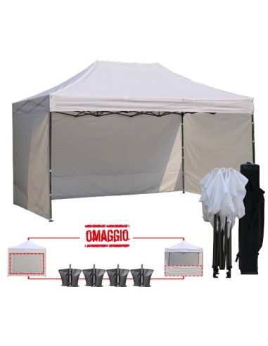 3x4.5 MT BIANCO Gazebo pieghevole impermeabile con pareti Acciaio 3cm - 1