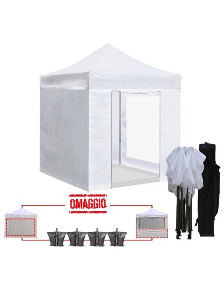 2x2 MT BIANCO Gazebo pieghevole impermeabile con pareti Acciaio 3cm - 1