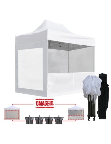 3x2 MT BIANCO Gazebo pieghevole impermeabile con pareti Acciaio 3cm - 1