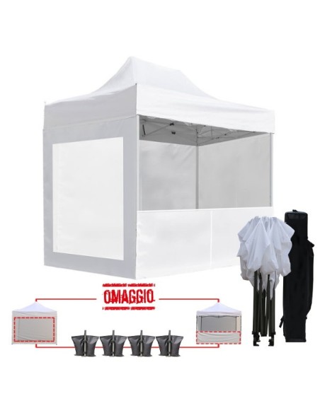 3x2 MT BIANCO Gazebo pieghevole impermeabile con pareti Acciaio 3cm - 1