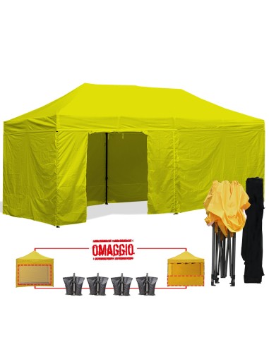 6x3 MT GIALLO Gazebo richiudibile impermeabile con pareti